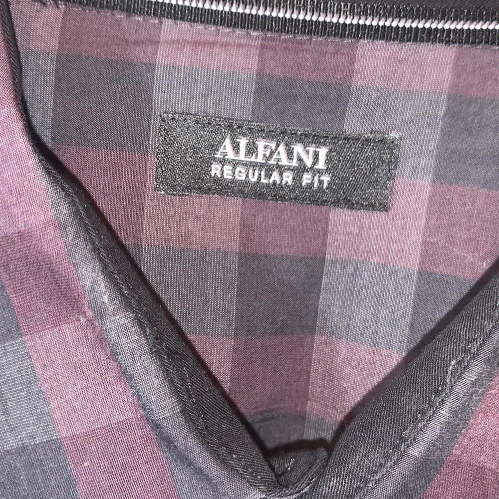 Alfani Men’s Purple/Gray Plaid Button Down - Picture 5 of 9